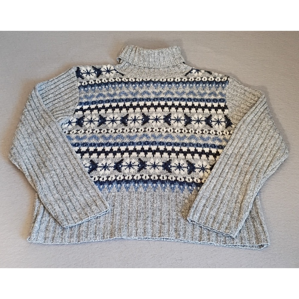 VTG 90's Fashion Bug Nordic Fair Isle Turtleneck Sweater Cozy Rustic Womens Med